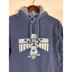 Faherty Brand Thunderbird Graphic Hoodie Blue Faded Sunwashed Pullover Medium